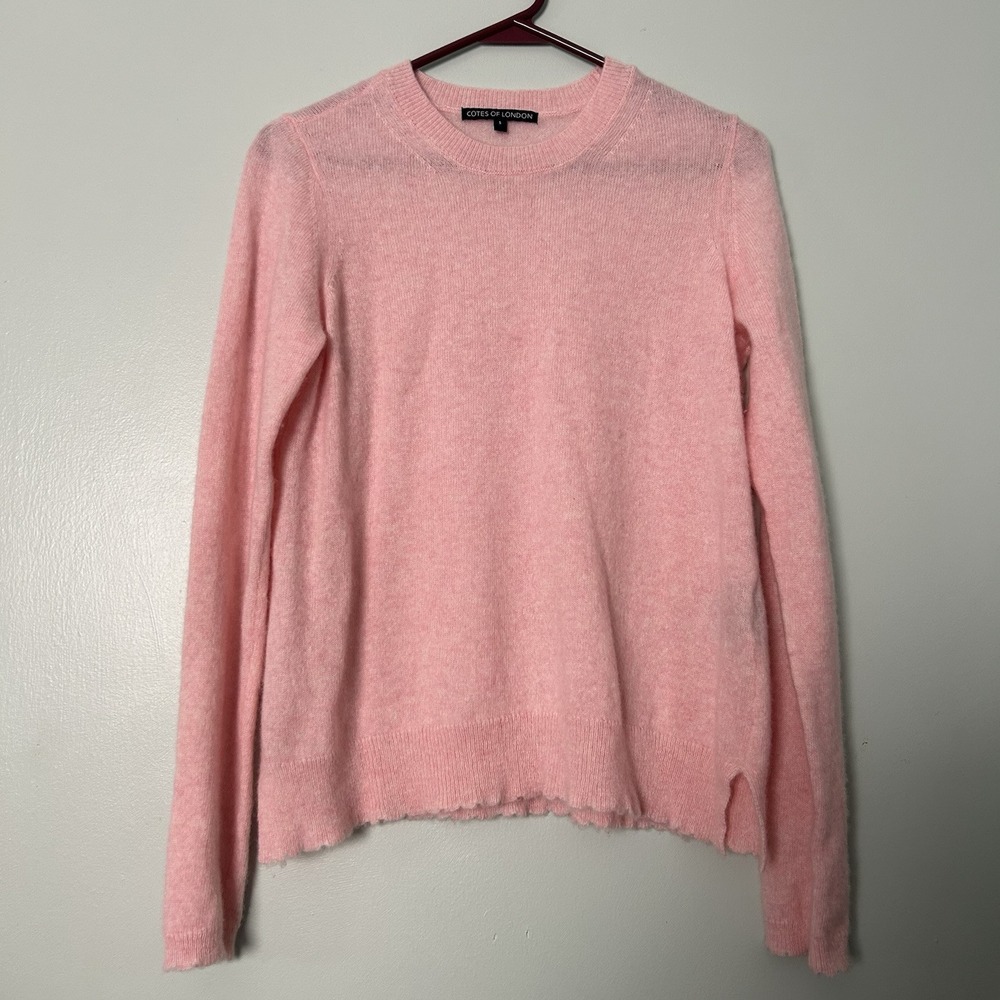Cotes Of London Small 100% Cashmere Round Neck Pink Long Sleeve Sweater Pullover